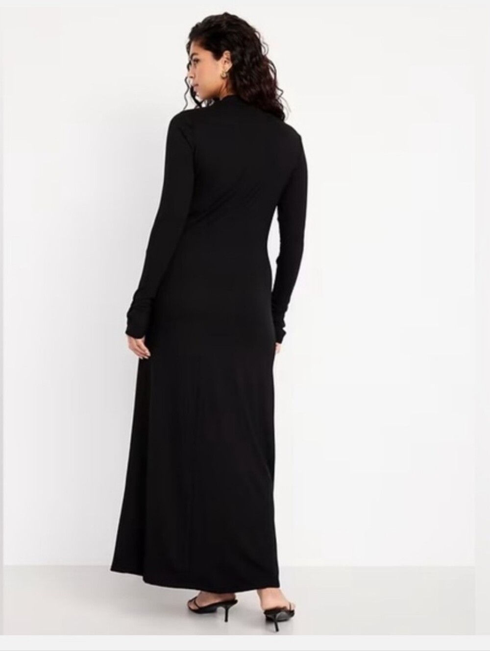 NWT Old Navy Black Jack Sleek Fitting Long Sleeve With High Neck Maxi Dress - Picture 2 of 6